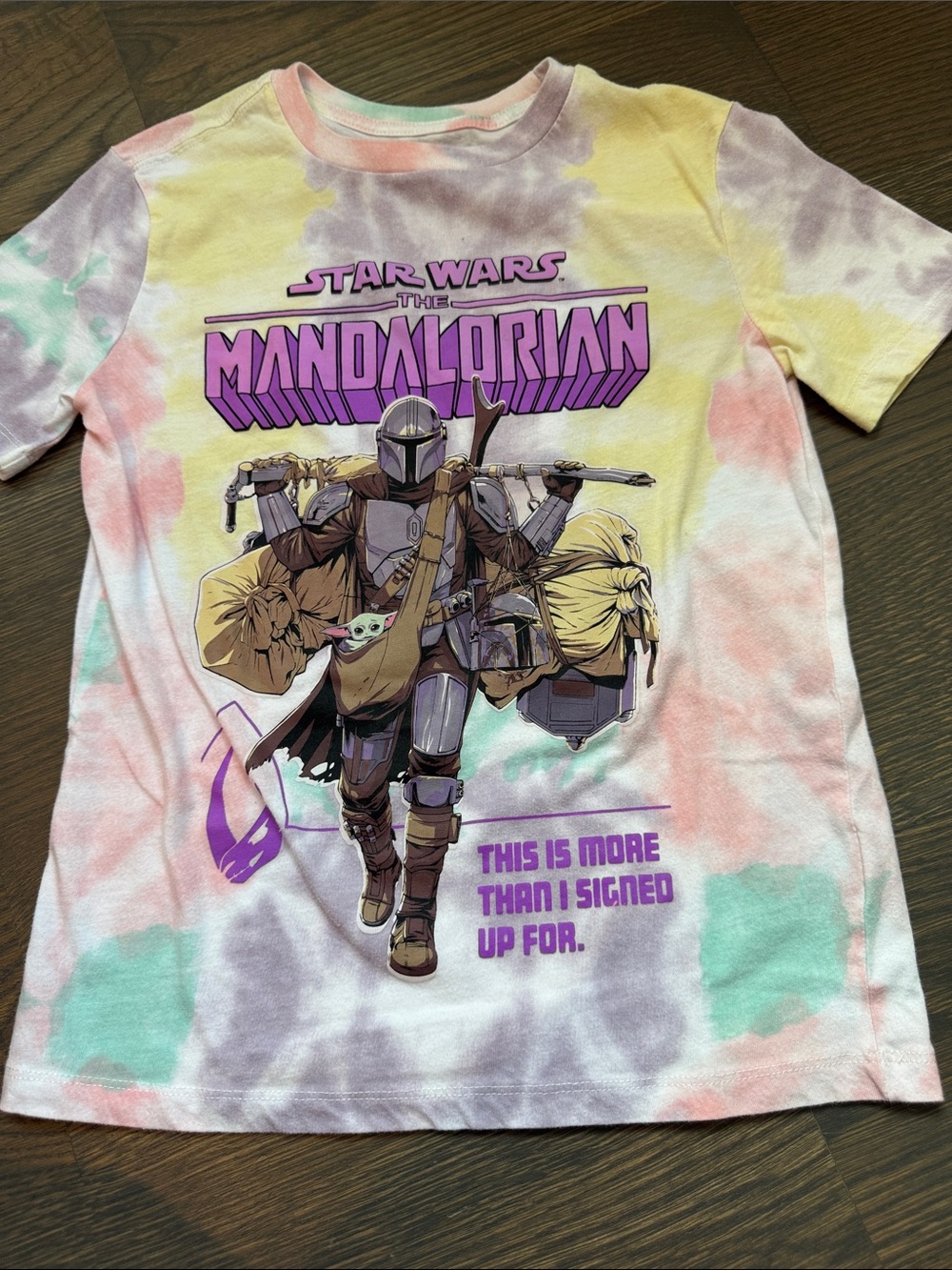 Star Wars Mandalorian Tie-Dye Tee - Purple Pink Yellow Green